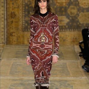 Moroccan-pattern jacquard sweaterdress